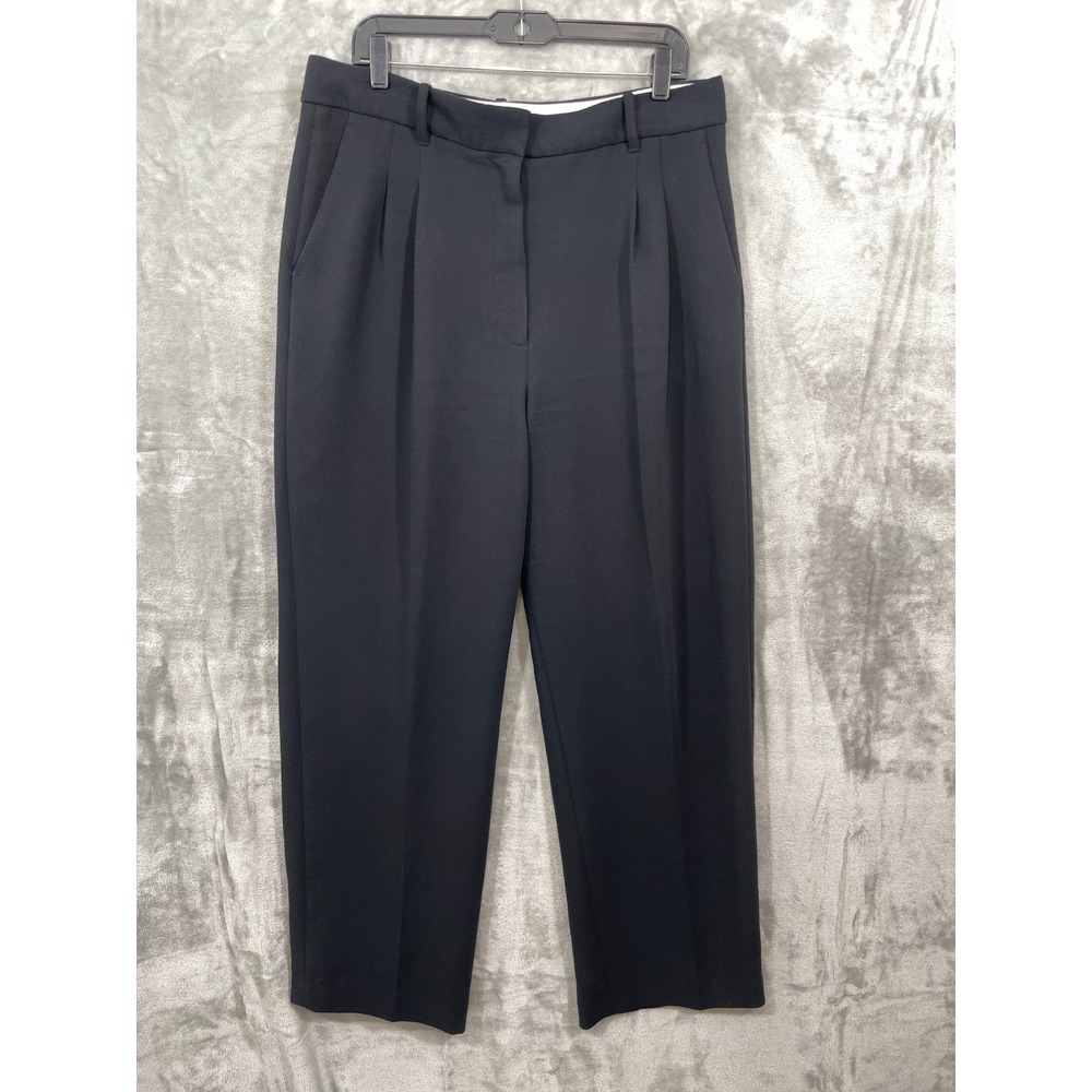 Aritzia Wilfred The Effortless Pants Women's 14 Black Pleated Wide Leg Trousers